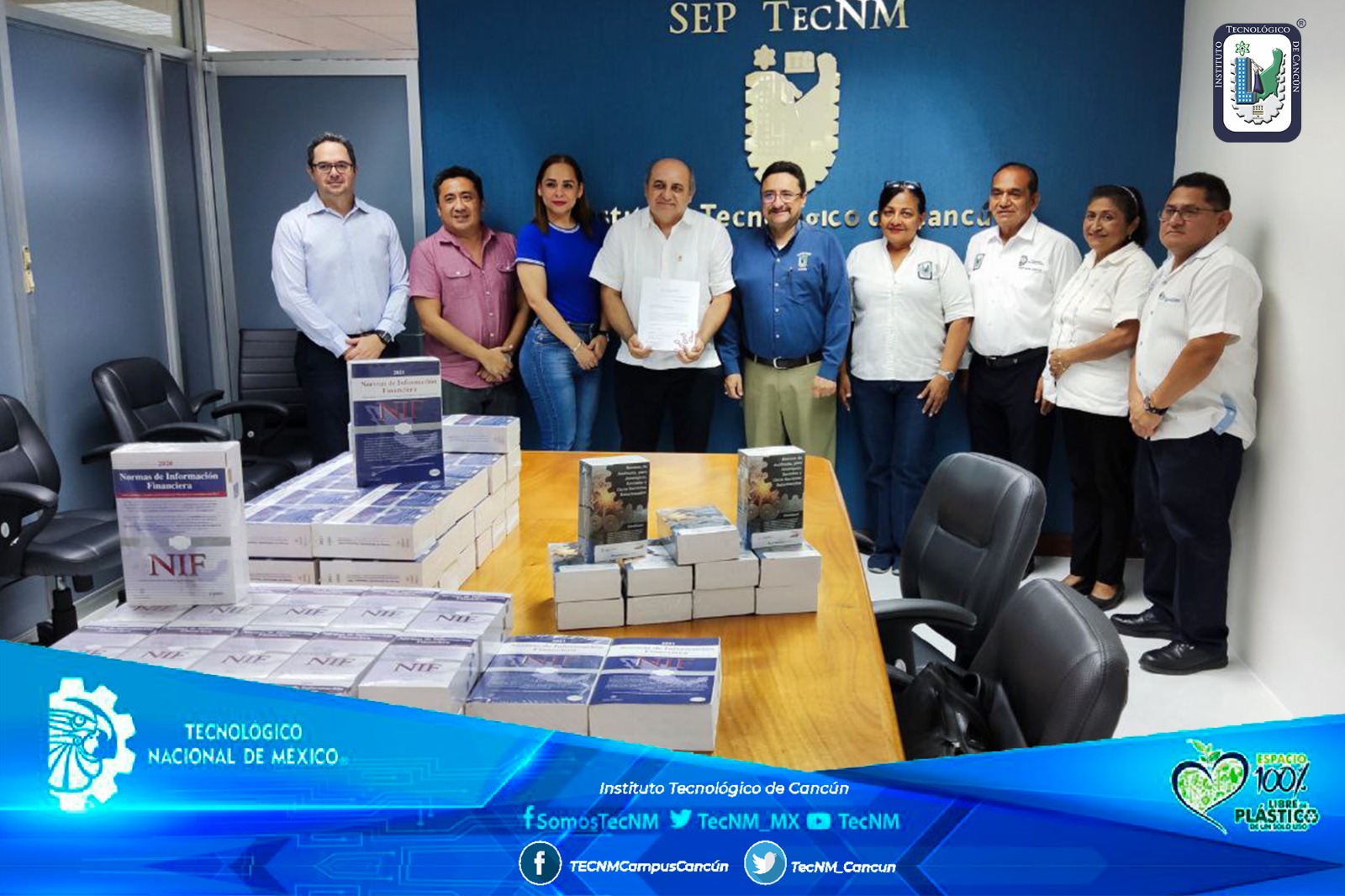 TecNMCampusCancún recibe de parte del Colegio de Contadores Públicos de Cancún y del Instituto Mexicano de Contadores Públicos un donativo de 81 ejemplares de las NIF